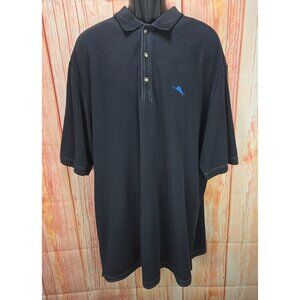 Tommy Bahama Mens Black Polo Shirt 2XT Supima Cotton Short Sleeve